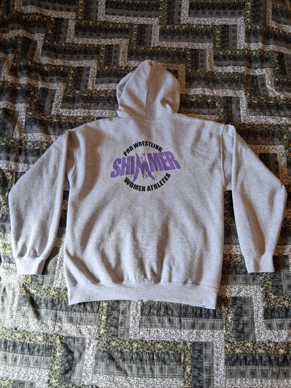 2010s Gildan Shimmer Women Athletes Pro Wrestling Grey Zip-Up Hoodie Adult Large